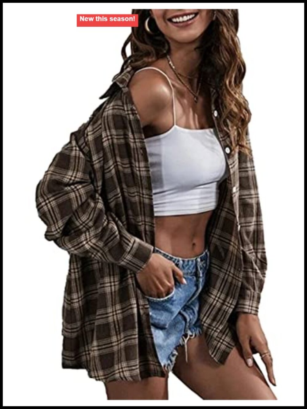 Women's Oversized Plaid Flannel Button Down Shirt Long Sleeve